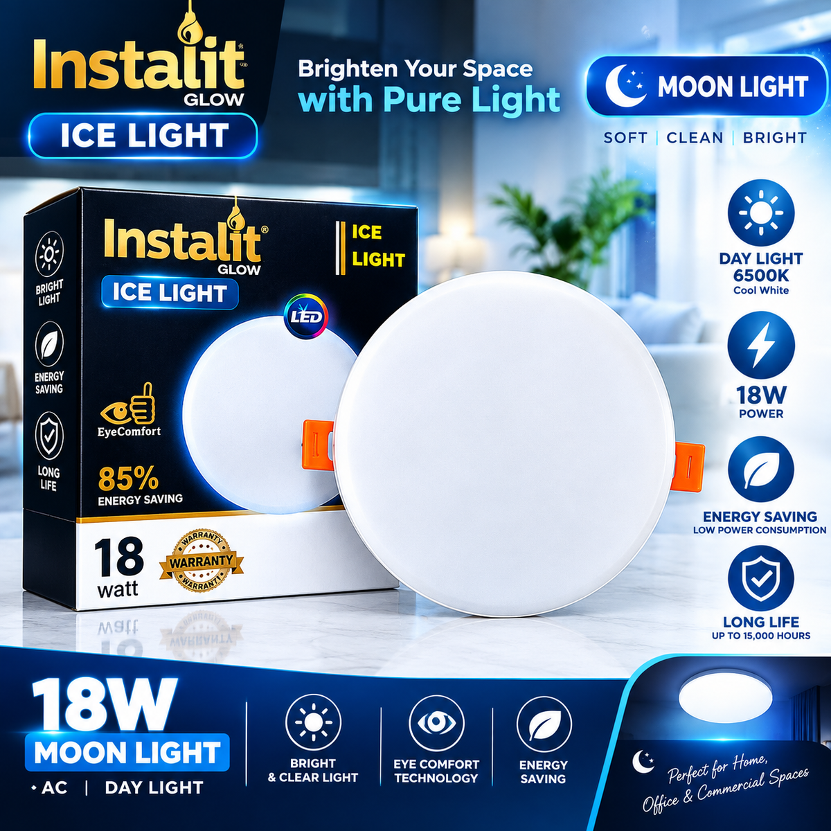 18W Ice Moon light 6 PCS